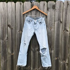 Zara Boyfriend Cut, Light Wash, Ripped Jeans